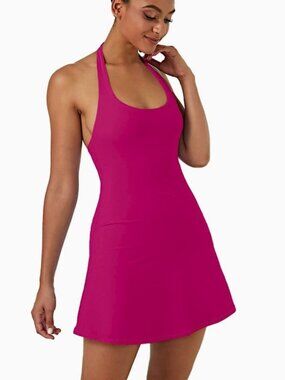 Halara Softlyzero Plush Halter Backless 2-in-1 Pocket Mini Slip Active Dress XS
